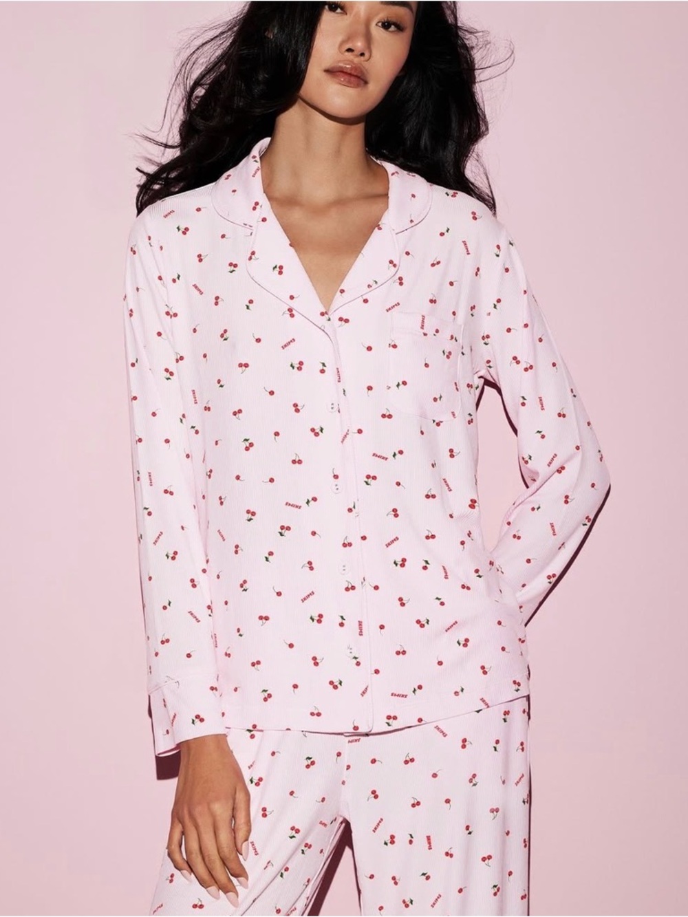 Skims soft lounge cherry print pajama set
